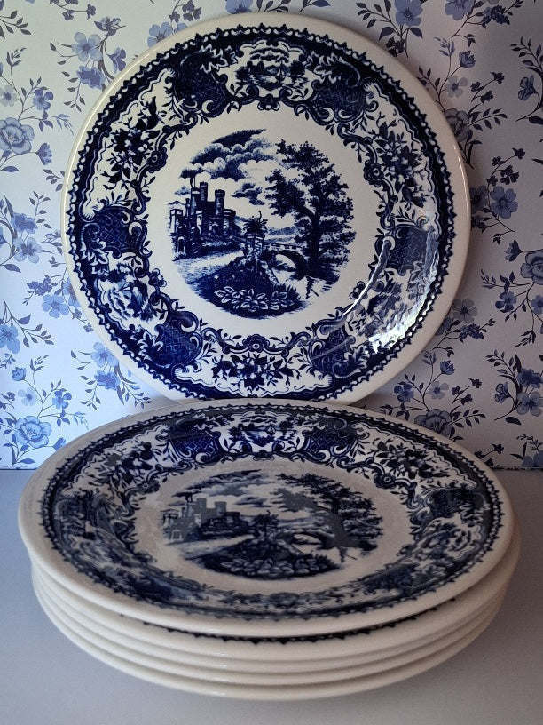 Set 6 Ontbijtborden Decor Boch Frères Blauw